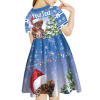 Personalized Nicaragua Christmas Kid Short Sleeve Dress Panthera Onca Cute With Christmas Tree - Wonder Print Shop