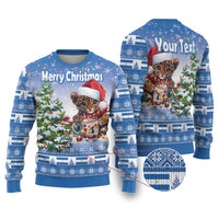 Personalized Nicaragua Christmas Ugly Christmas Sweater Panthera Onca Cute With Christmas Tree - Wonder Print Shop