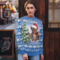 Personalized Nicaragua Christmas Ugly Christmas Sweater Panthera Onca Cute With Christmas Tree - Wonder Print Shop