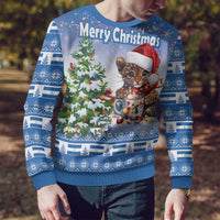 Personalized Nicaragua Christmas Ugly Christmas Sweater Panthera Onca Cute With Christmas Tree - Wonder Print Shop