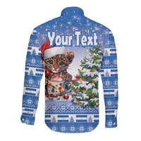 Personalized Nicaragua Christmas Long Sleeve Button Shirt Panthera Onca Cute With Christmas Tree - Wonder Print Shop
