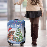 Personalized Nicaragua Christmas Luggage Cover Panthera Onca Cute With Christmas Tree - Wonder Print Shop