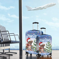 Personalized Nicaragua Christmas Luggage Cover Panthera Onca Cute With Christmas Tree - Wonder Print Shop