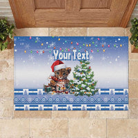 Personalized Nicaragua Christmas Rubber Doormat Panthera Onca Cute With Christmas Tree - Wonder Print Shop