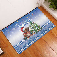 Personalized Nicaragua Christmas Rubber Doormat Panthera Onca Cute With Christmas Tree - Wonder Print Shop
