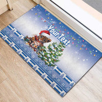 Personalized Nicaragua Christmas Rubber Doormat Panthera Onca Cute With Christmas Tree - Wonder Print Shop