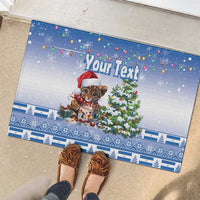 Personalized Nicaragua Christmas Rubber Doormat Panthera Onca Cute With Christmas Tree - Wonder Print Shop