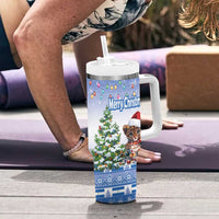 Personalized Nicaragua Christmas Tumbler With Handle Panthera Onca Cute With Christmas Tree - Wonder Print Shop