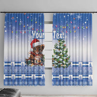 Personalized Nicaragua Christmas Window Curtain Panthera Onca Cute With Christmas Tree - Wonder Print Shop
