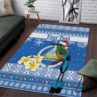 Personalized Nicaragua Christmas Area Rug Turquoise-Browed Motmot With Coat Of Arms - Wonder Print Shop