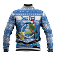 Personalized Nicaragua Christmas Baseball Jacket Turquoise-Browed Motmot With Coat Of Arms - Wonder Print Shop