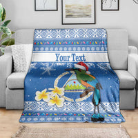Personalized Nicaragua Christmas Blanket Turquoise-Browed Motmot With Coat Of Arms