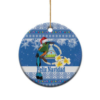Personalized Nicaragua Christmas Ceramic Ornament Turquoise-Browed Motmot With Coat Of Arms - Wonder Print Shop