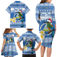Personalized Nicaragua Christmas Family Matching Long Sleeve Bodycon Dress and Hawaiian Shirt Turquoise-Browed Motmot With Coat Of Arms - Wonder Print Shop
