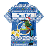 Personalized Nicaragua Christmas Family Matching Long Sleeve Bodycon Dress and Hawaiian Shirt Turquoise-Browed Motmot With Coat Of Arms - Wonder Print Shop