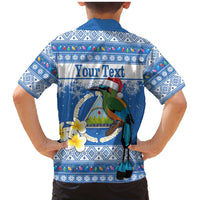 Personalized Nicaragua Christmas Family Matching Mermaid Dress and Hawaiian Shirt Turquoise-Browed Motmot With Coat Of Arms - Wonder Print Shop