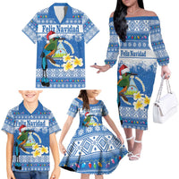Personalized Nicaragua Christmas Family Matching Off The Shoulder Long Sleeve Dress and Hawaiian Shirt Turquoise-Browed Motmot With Coat Of Arms - Wonder Print Shop