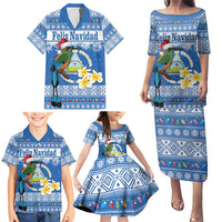 Personalized Nicaragua Christmas Family Matching Puletasi and Hawaiian Shirt Turquoise-Browed Motmot With Coat Of Arms - Wonder Print Shop