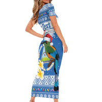 Personalized Nicaragua Christmas Family Matching Short Sleeve Bodycon Dress and Hawaiian Shirt Turquoise-Browed Motmot With Coat Of Arms - Wonder Print Shop