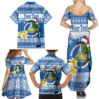 Personalized Nicaragua Christmas Family Matching Summer Maxi Dress and Hawaiian Shirt Turquoise-Browed Motmot With Coat Of Arms - Wonder Print Shop