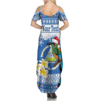 Personalized Nicaragua Christmas Family Matching Summer Maxi Dress and Hawaiian Shirt Turquoise-Browed Motmot With Coat Of Arms - Wonder Print Shop