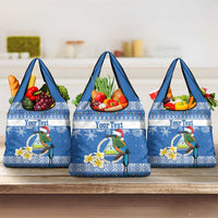 Personalized Nicaragua Christmas Grocery Bag Turquoise-Browed Motmot With Coat Of Arms