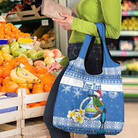 Personalized Nicaragua Christmas Grocery Bag Turquoise-Browed Motmot With Coat Of Arms