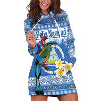 Personalized Nicaragua Christmas Hoodie Dress Turquoise-Browed Motmot With Coat Of Arms - Wonder Print Shop
