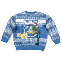 Personalized Nicaragua Christmas Kid Ugly Christmas Sweater Turquoise-Browed Motmot With Coat Of Arms - Wonder Print Shop