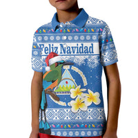 Personalized Nicaragua Christmas Kid Polo Shirt Turquoise-Browed Motmot With Coat Of Arms - Wonder Print Shop