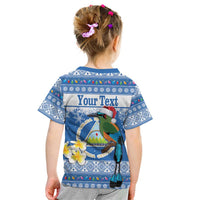 Personalized Nicaragua Christmas Kid T Shirt Turquoise-Browed Motmot With Coat Of Arms - Wonder Print Shop