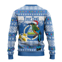 Personalized Nicaragua Christmas Ugly Christmas Sweater Turquoise-Browed Motmot With Coat Of Arms - Wonder Print Shop