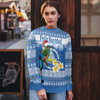 Personalized Nicaragua Christmas Ugly Christmas Sweater Turquoise-Browed Motmot With Coat Of Arms - Wonder Print Shop