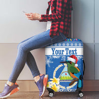 Personalized Nicaragua Christmas Luggage Cover Turquoise-Browed Motmot With Coat Of Arms - Wonder Print Shop