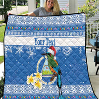 Personalized Nicaragua Christmas Quilt Turquoise-Browed Motmot With Coat Of Arms - Wonder Print Shop