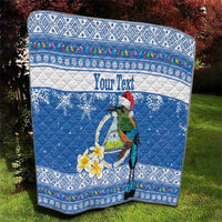 Personalized Nicaragua Christmas Quilt Turquoise-Browed Motmot With Coat Of Arms - Wonder Print Shop