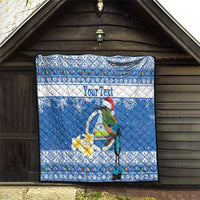 Personalized Nicaragua Christmas Quilt Turquoise-Browed Motmot With Coat Of Arms - Wonder Print Shop