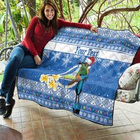 Personalized Nicaragua Christmas Quilt Turquoise-Browed Motmot With Coat Of Arms - Wonder Print Shop