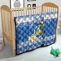 Personalized Nicaragua Christmas Quilt Turquoise-Browed Motmot With Coat Of Arms - Wonder Print Shop
