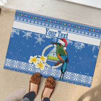 Personalized Nicaragua Christmas Rubber Doormat Turquoise-Browed Motmot With Coat Of Arms - Wonder Print Shop