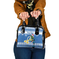 Personalized Nicaragua Christmas Shoulder Handbag Turquoise-Browed Motmot With Coat Of Arms