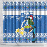 Personalized Nicaragua Christmas Shower Curtain Turquoise-Browed Motmot With Coat Of Arms