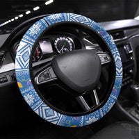Nicaragua Christmas Steering Wheel Cover Turquoise-Browed Motmot With Coat Of Arms - Wonder Print Shop