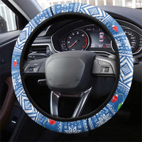 Nicaragua Christmas Steering Wheel Cover Turquoise-Browed Motmot With Coat Of Arms - Wonder Print Shop