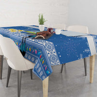 Personalized Nicaragua Christmas Tablecloth Turquoise-Browed Motmot With Coat Of Arms - Wonder Print Shop