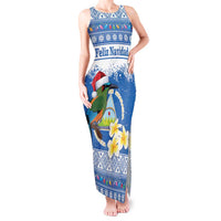 Personalized Nicaragua Christmas Tank Maxi Dress Turquoise-Browed Motmot With Coat Of Arms - Wonder Print Shop
