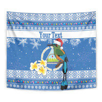 Personalized Nicaragua Christmas Tapestry Turquoise-Browed Motmot With Coat Of Arms - Wonder Print Shop