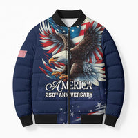 US Navy 250th Anniversary Bomber Puffer Jacket Proudly Served Veteran - Wonder Print Shop