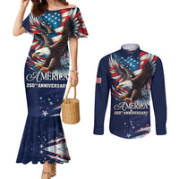 US Navy 250th Anniversary Couples Matching Mermaid Dress and Long Sleeve Button Shirt Proudly Served Veteran - Wonder Print Shop