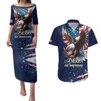 US Navy 250th Anniversary Couples Matching Puletasi and Hawaiian Shirt Proudly Served Veteran - Wonder Print Shop